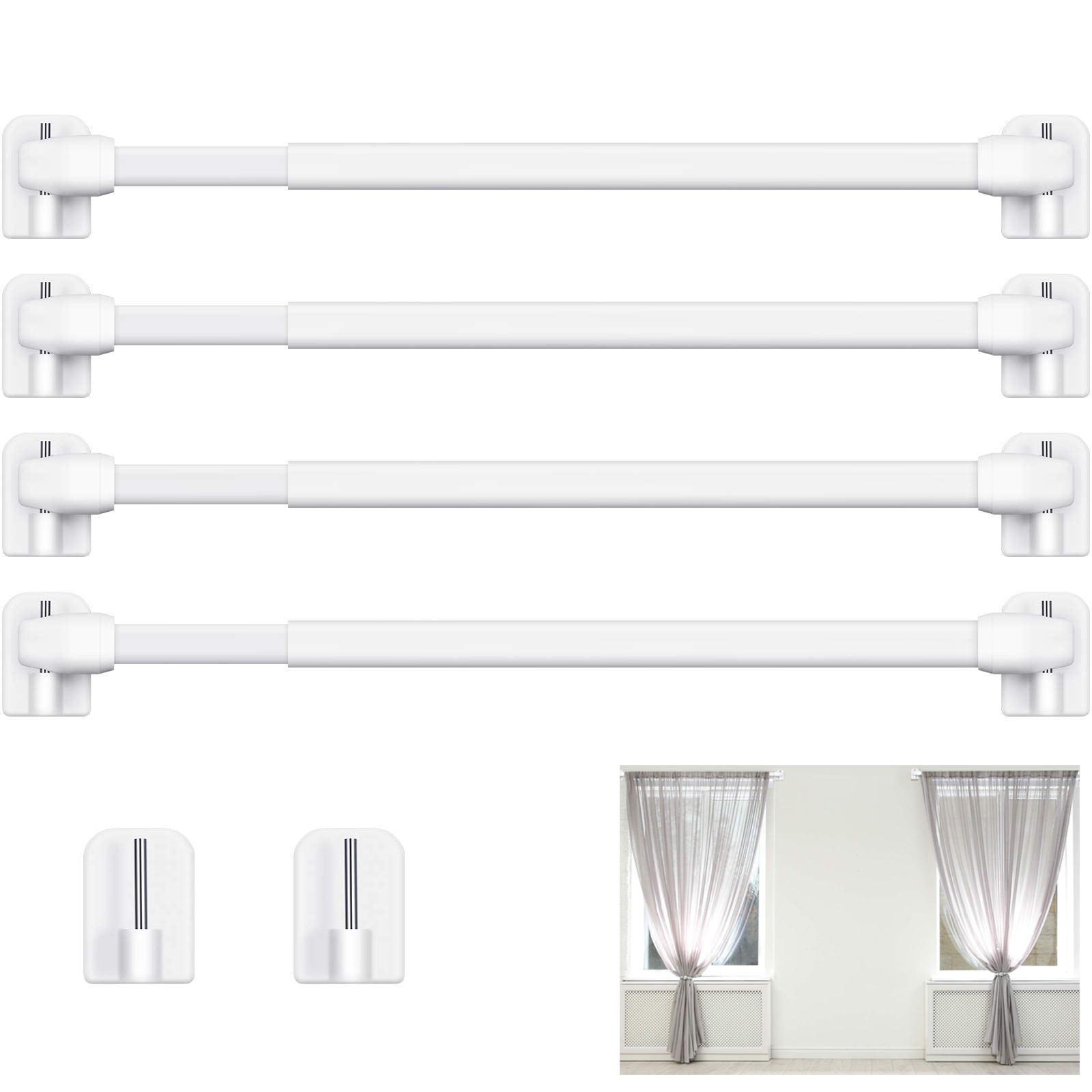 Shower Curtain Liner - 4 Peças Varão de Cortina Ajustável