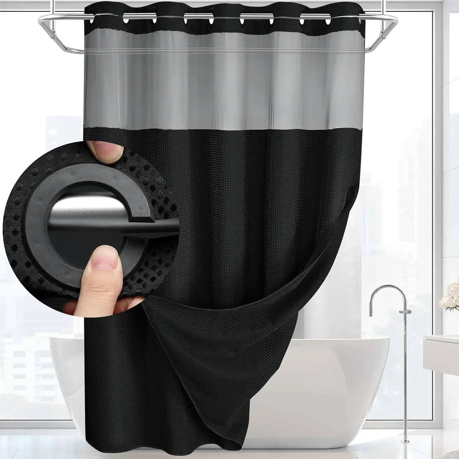 Shower Curtain Liner - 1PC Cortina de Chuveiro com Padrão