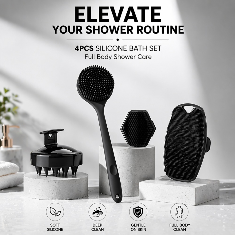 Home Bathroom Cleaning Machine - Conjunto de 4 Escovas de Silicone