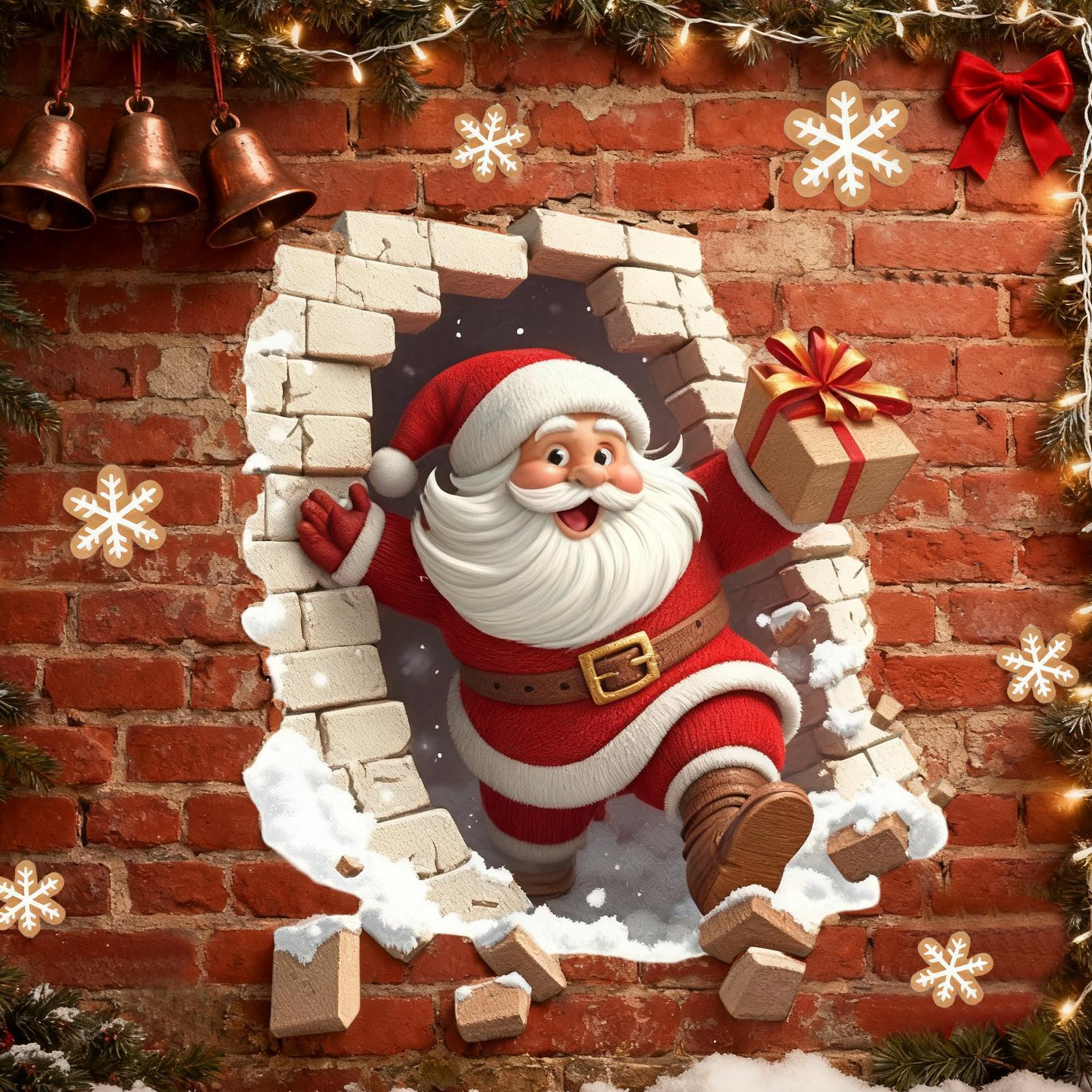 Home Bathroom Break - Adesivo de Parede do Papai Noel,