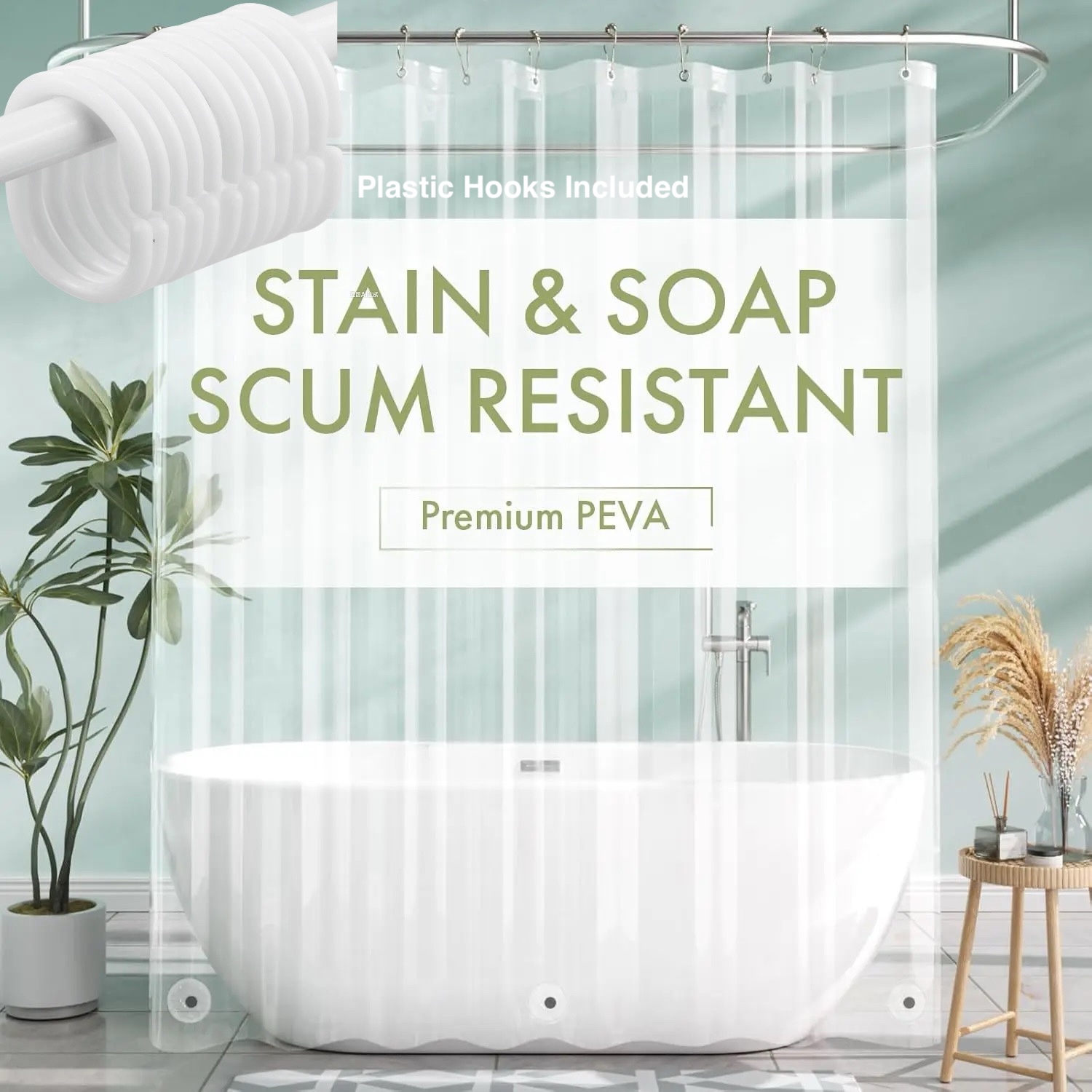 Shower Curtain Liner - 1pc leve impermeável claro forro de