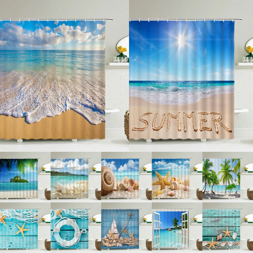 Cortina de chuveiro de praia,  - Shower Curtain Liner avaliação e preço