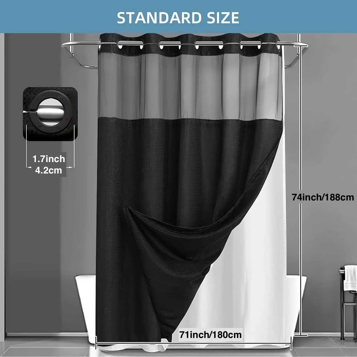 1PC Cortina de Chuveiro com Pa - Shower Curtain Liner avaliação e preço