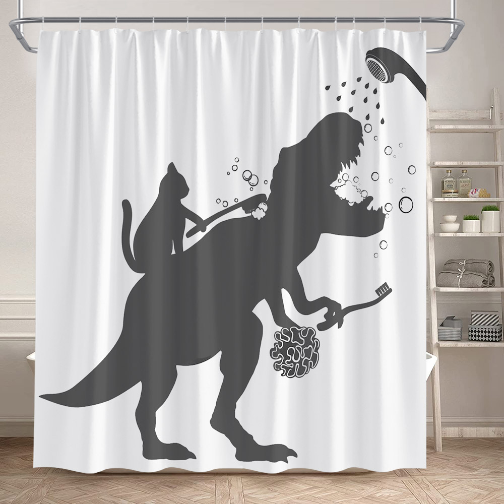 Funny Dinosaur Shower Curtains - Shower Curtain Liner avaliação e preço