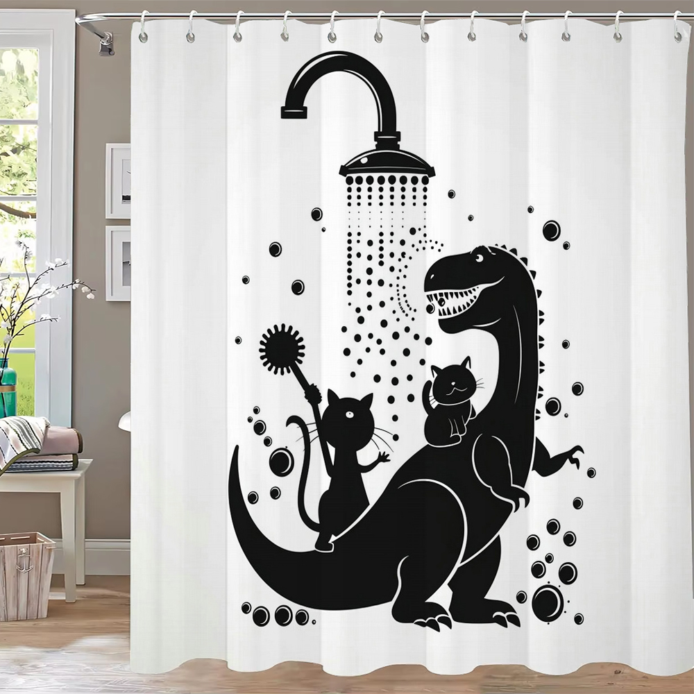 Funny Dinosaur Shower Curtains - Shower Curtain Liner avaliação e preço