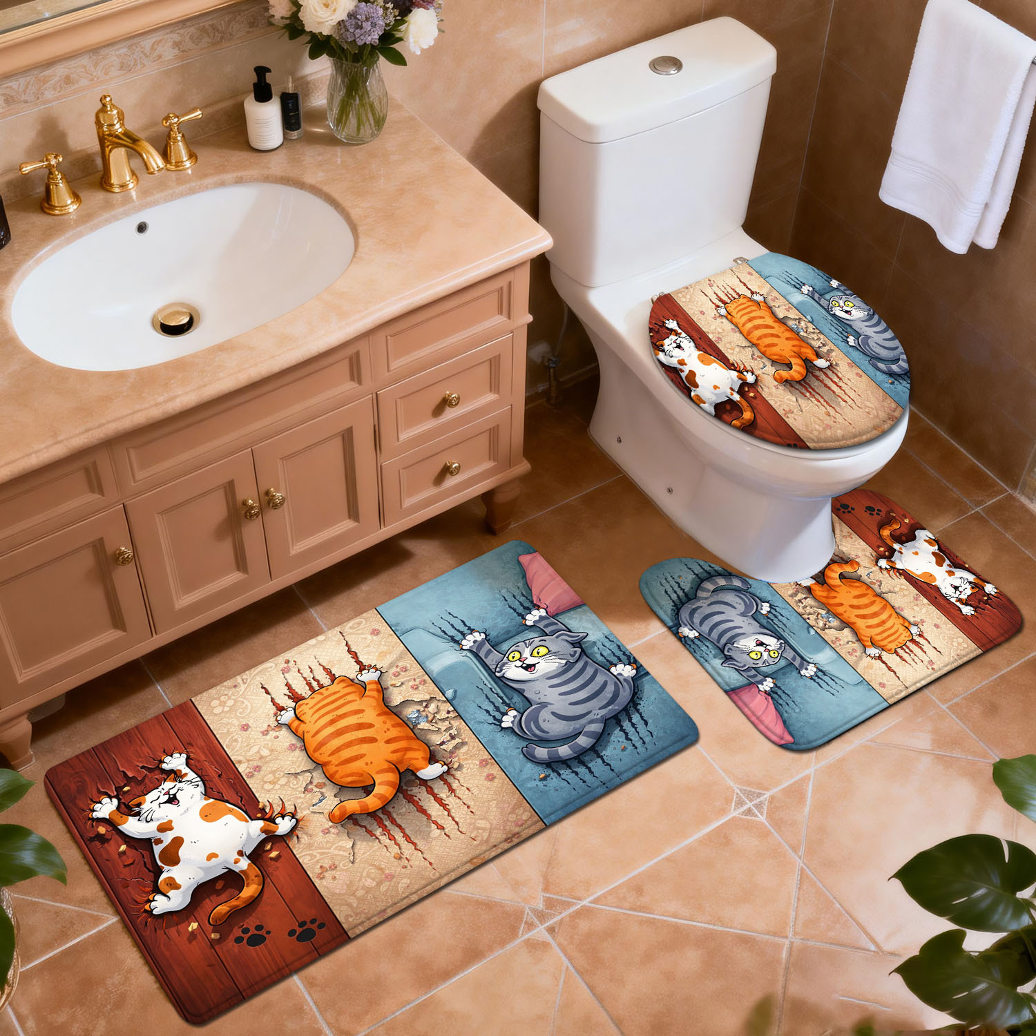 Conjunto de 3 Peças de Tapetes - Home Bathroom Break avaliação e preço
